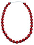 Southwest Coral Onyx Sterling Silver Bead Necklace RX114804